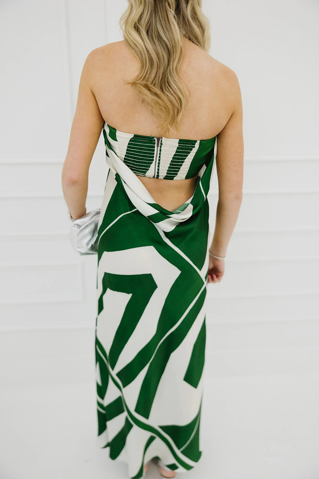 Talia Dress - Cream/Green Combo | Triple Threads