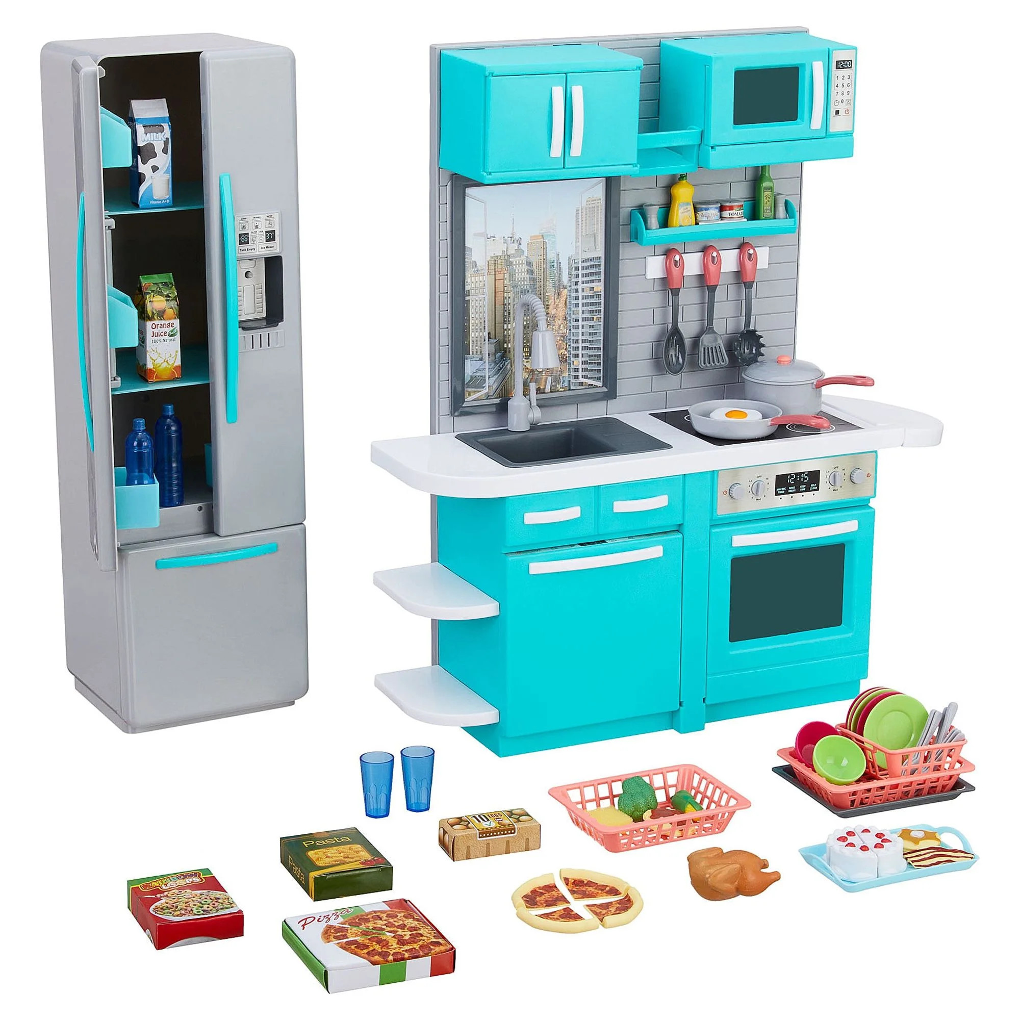 My Life As Full Kitchen Playset with Light & Sound for 18” Doll, Turquoise, New, Ages 5+ | Walmart (US)