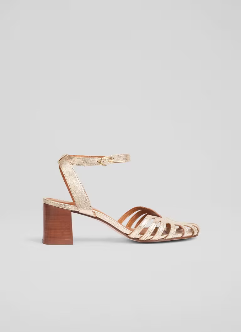 Aspen Pale Gold Metallic Leather Sandals | L.K. Bennett (UK)