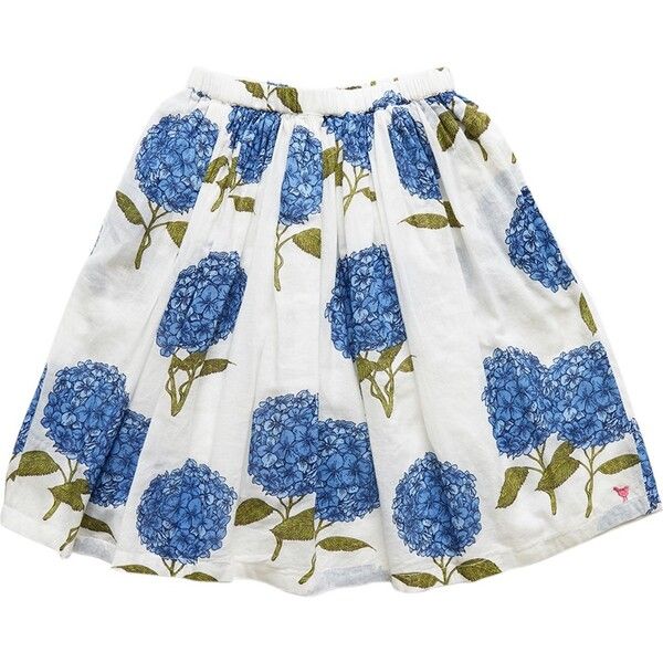 Girls Loretta Skirt, Blue Hydrangeas | Maisonette