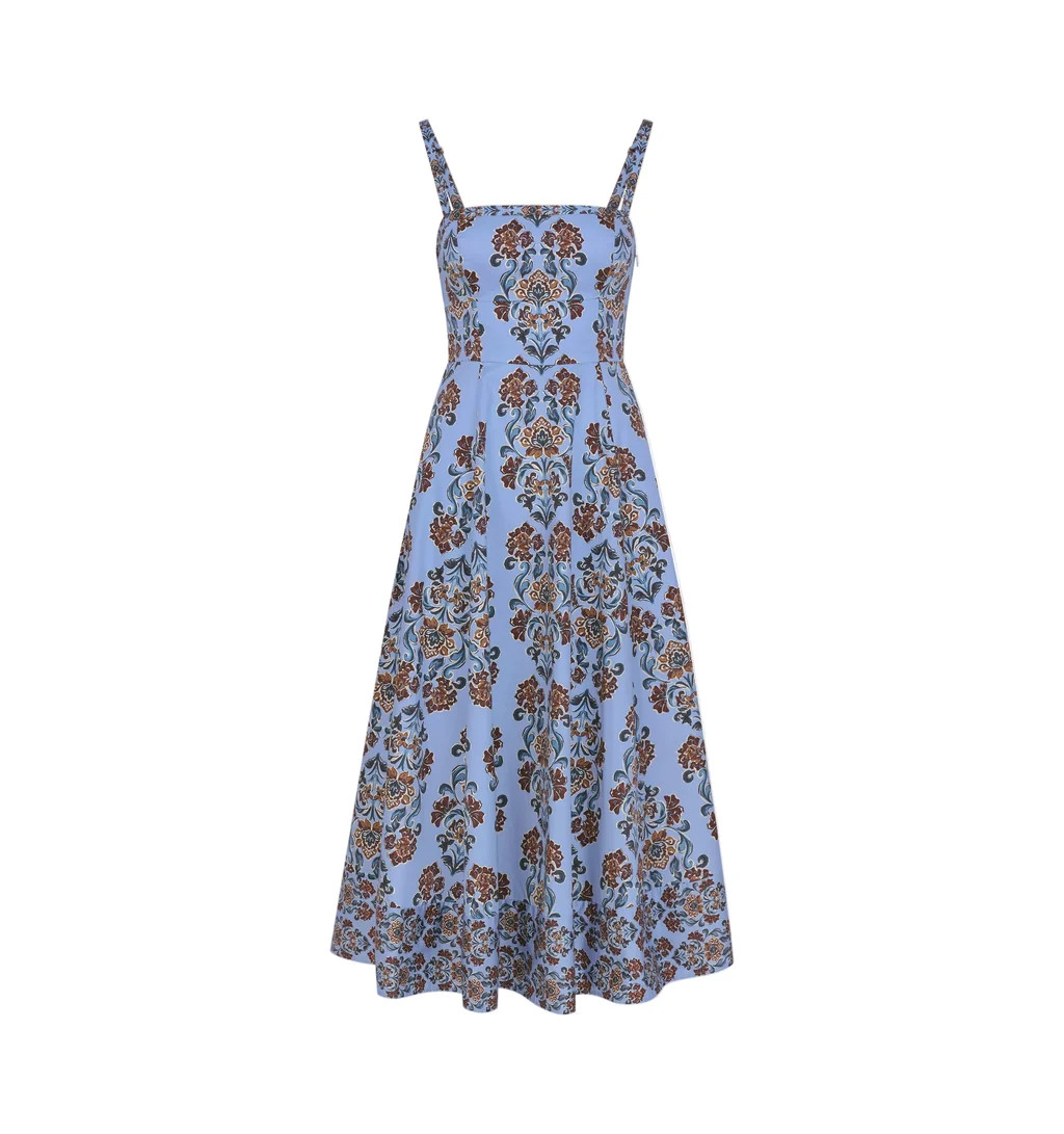The Margot Dress in Stowell Medallion Iris | Over The Moon