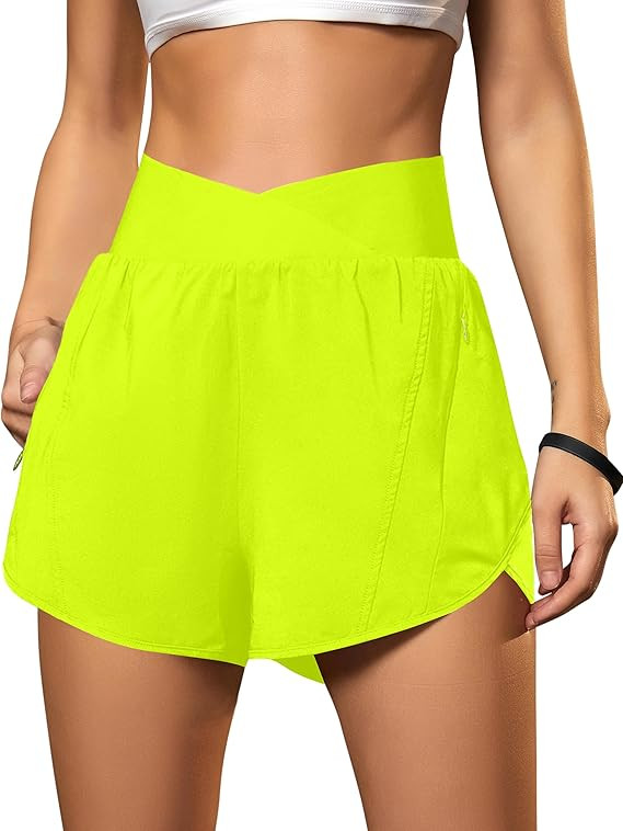 Blooming Jelly Women's Workout Shorts Athletic Running Shorts Crossover High Waisted Gym Shorts w... | Amazon (US)