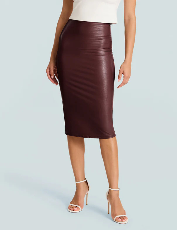 Faux Leather Midi Skirt | Commando®