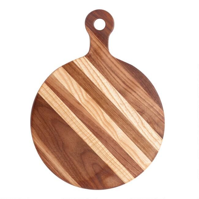 Small Round Walnut Wood Paddle Cutting Board | World Market