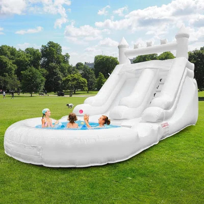 13' x 21' Commercial Grade White Water Slide with Splash Pool and Air Blower for Party/Rental | Wayfair North America