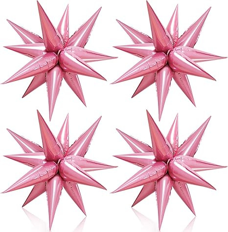 Pink Starburst Balloons Spikes Balloons 50Pcs Explosion Star Foil Balloons Pink Star Balloon 26In... | Amazon (US)