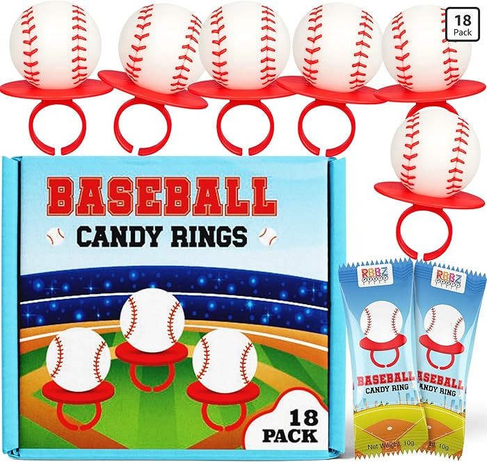 Baseball Candy Rings – Individually Wrapped Ring Pop Suckers 18 Count – Baseball Party Favors... | Amazon (US)