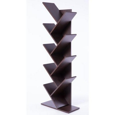Basicwise Wooden 9-Shelf Tree Magazine CD Storage Bookcase, Brown | Target