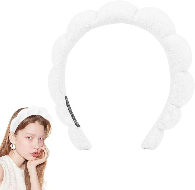 Puffy Makeup Headband Spa Headband for Women, Honeueuen Sponge & Terry Towel Cloth Fabric Versed ... | Amazon (UK)