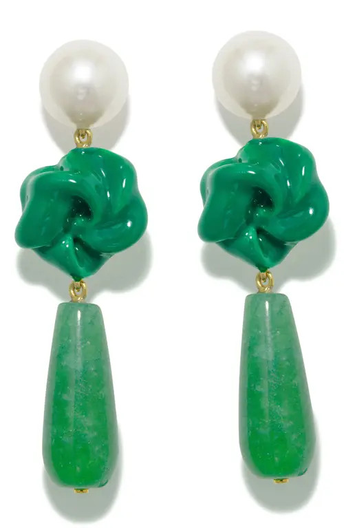 COMPLETEDWORKS The Depths of Time Freshwater Pearl & Chalcedony Drop Earrings in Green 18Ct Gold Plated at Nordstrom | Nordstrom