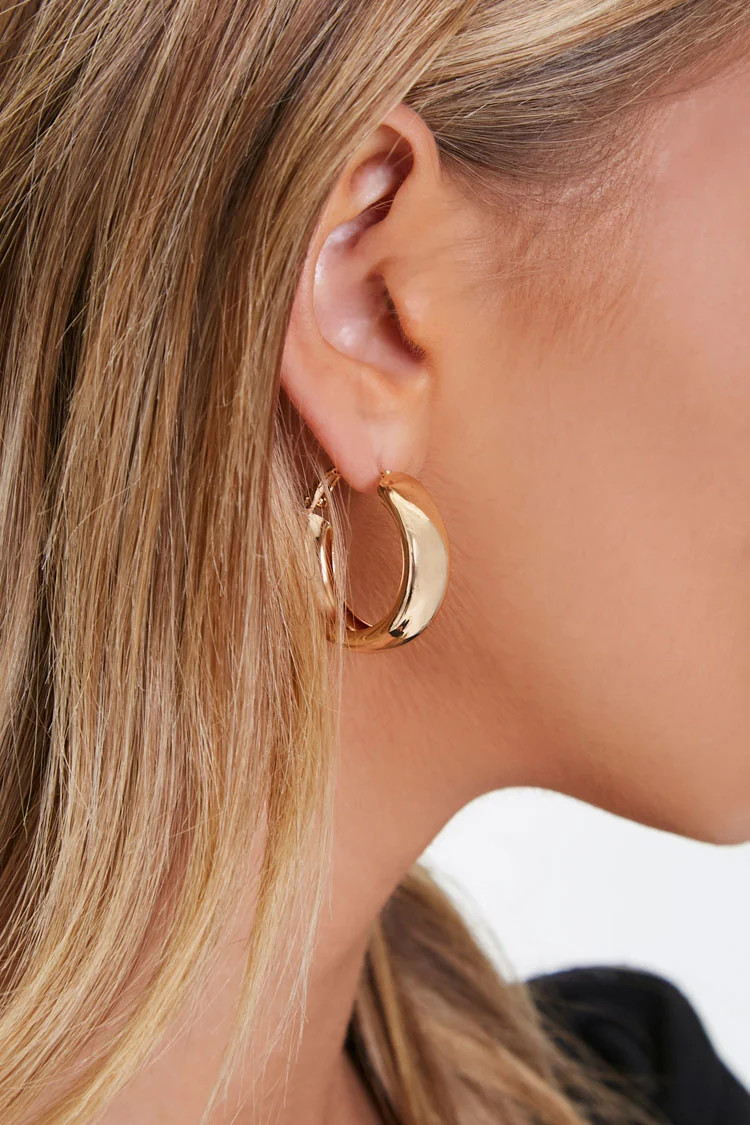 Women's Thick Hoop Earrings in Gold | Forever 21 (US)