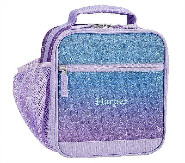 Mackenzie Lavender/Aqua Ombre Sparkle Glitter Lunch Boxes | Pottery Barn Kids