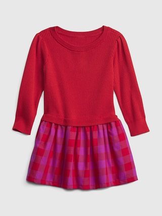 Toddler Ribbed Sweater Mix-Media Dress | Gap (US)