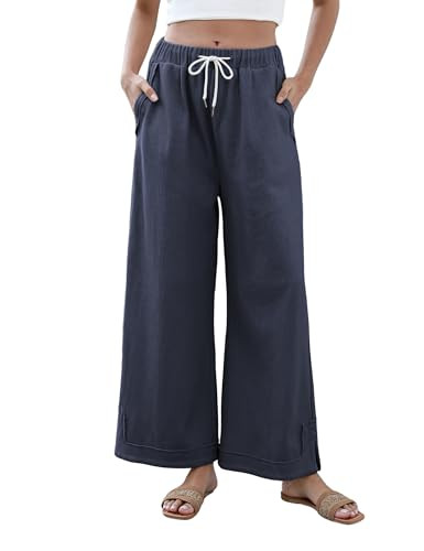 Athlisan Womens Baggy Wide Leg Palazzo Pants Casual Loose Drawstring Elastic Waisted Lounge Trous... | Amazon (US)
