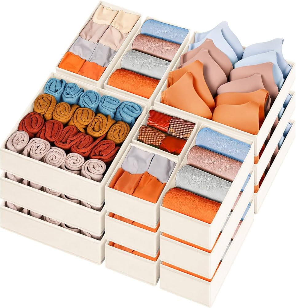 Criusia Sock Underwear Drawer Organizer Dividers 15 pack - Dresser Organizer for Deep Drawer, Clo... | Amazon (US)