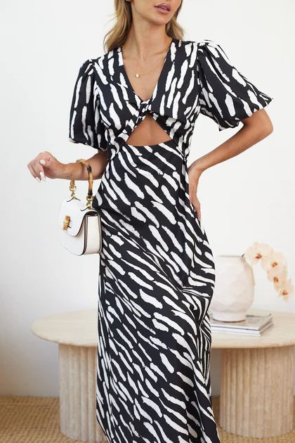 Reizel Dress - Black Print | Esther & Co (AU)