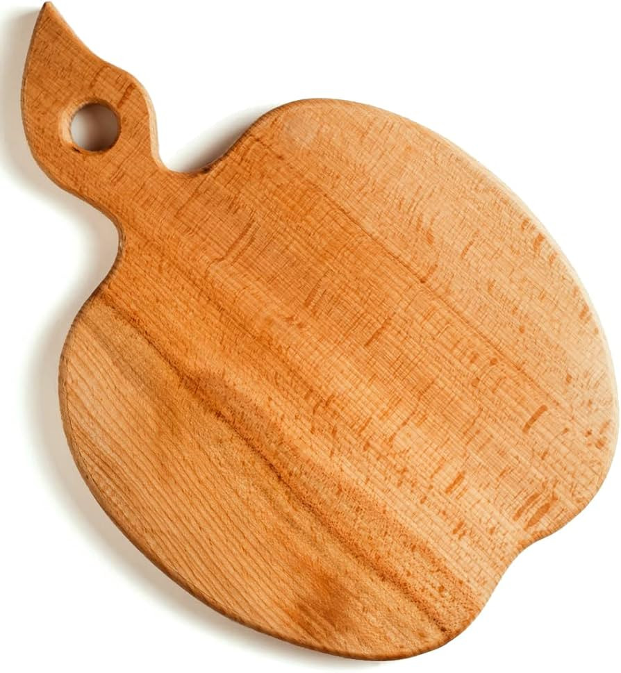 Apple-shaped Solid Wood Cutting Board With Handle For Fruit, Veggies, Cheese – Small Wooden Bre... | Amazon (US)