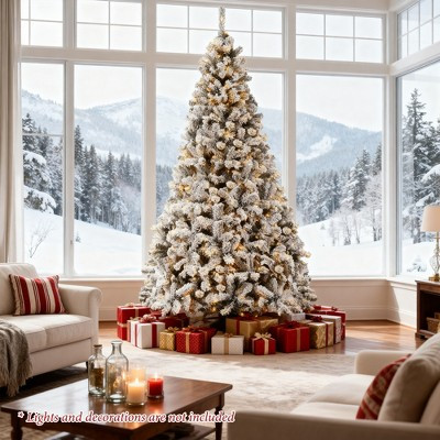 Holiday Gift Snow-Flocked Artificial Christmas Tree – Full Branch Tips, Fire-Resistant PVC & St... | Target