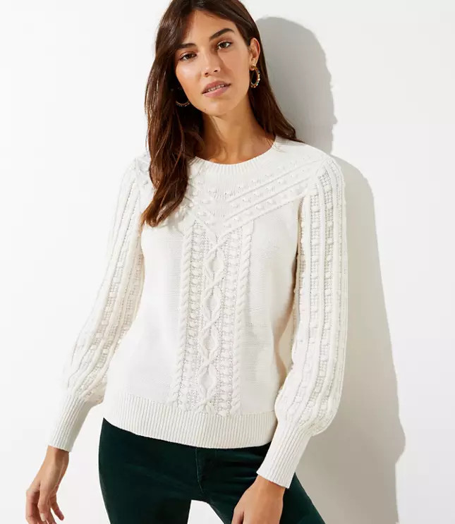 Bobble Cable Sweater | LOFT | LOFT