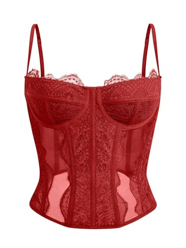 Dealmore Corset Tops For Women Going Out Lace Mesh Date Night Fall Fashion Outfits Clothes Crop C... | Amazon (US)