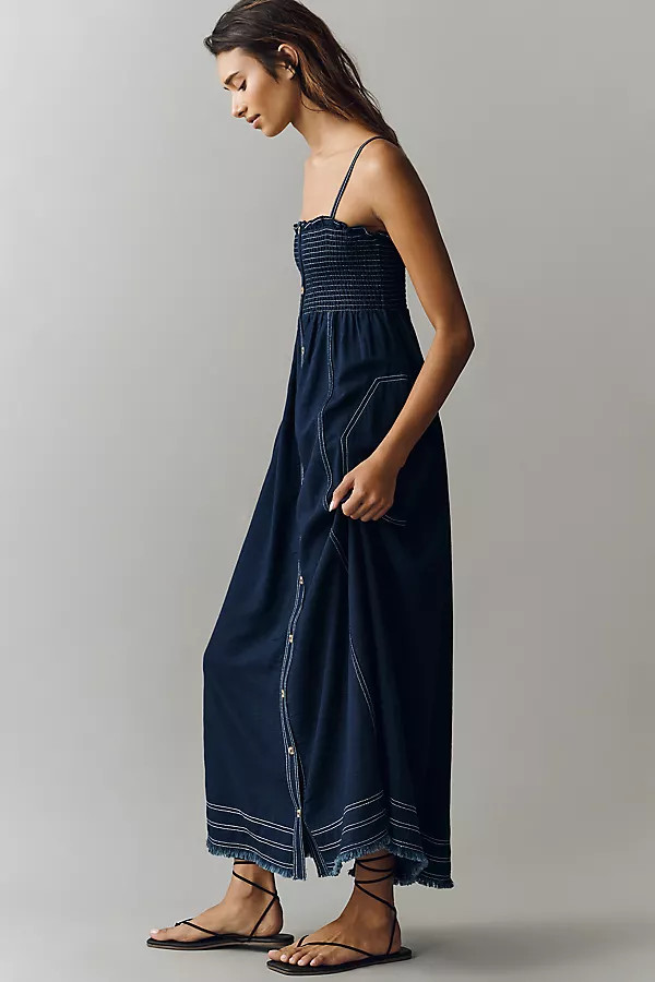 Reese Sleeveless Buttondown Denim Midi Dress by Pilcro | Anthropologie (US)
