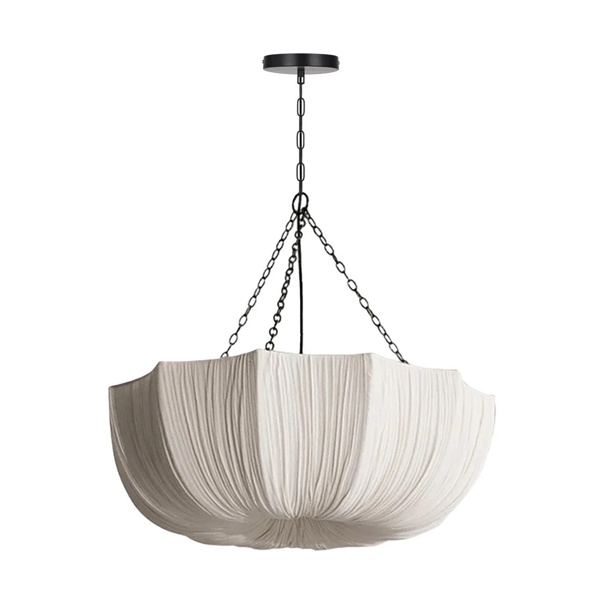 Hokku Designs Three Light Pendant Light Indoor Bowl Fabric Kitchen Island | Wayfair | Wayfair North America