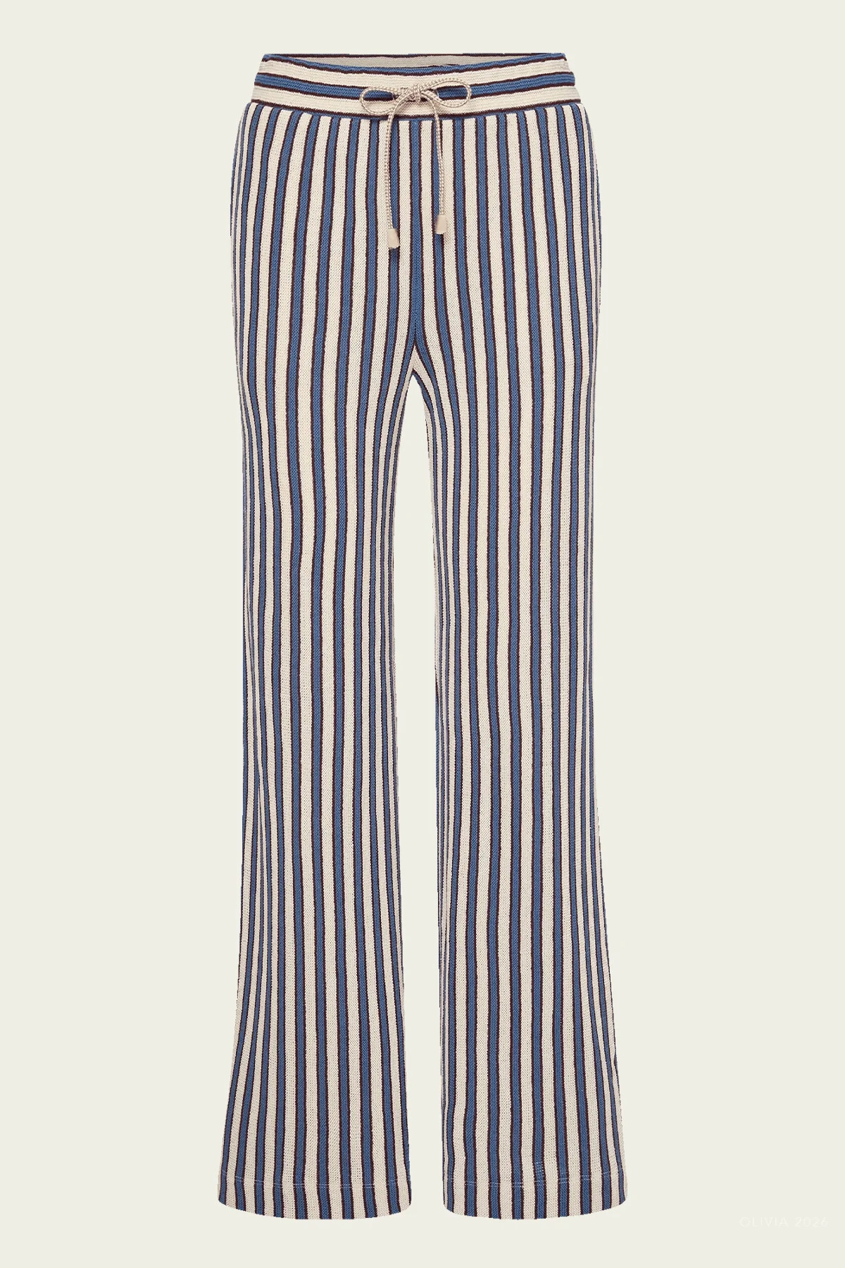 Zosia Crochet Wide-Leg Pant in Ecru Bluefin Multi - Striped L | Shop Olivia