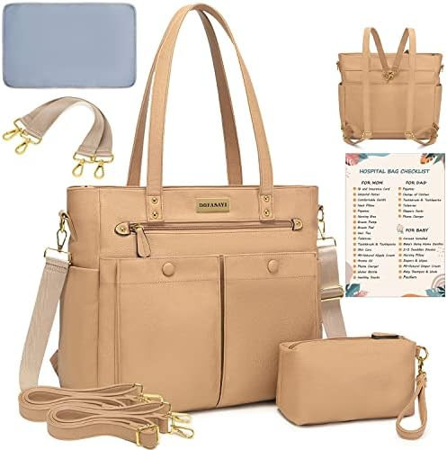 DOFASAYI Mochila de cuero para pañales – Elegante bolsa de pañales de cuero vegano para mamá y papá, | Amazon (US)