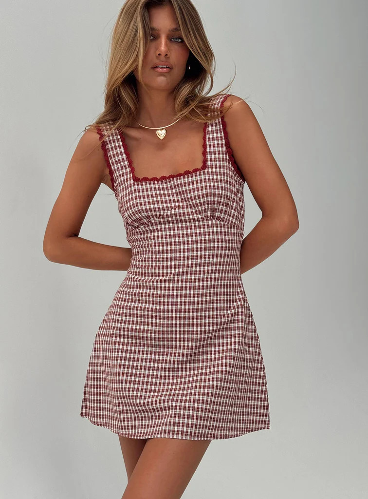 Dasha Mini Dress Red Check | Princess Polly US