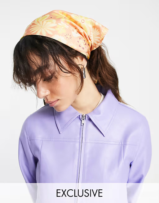 Reclaimed Vintage inspired headscarf in orange floral print | ASOS (Global)