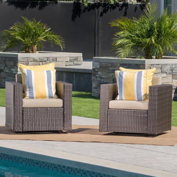 Arville Outdoor Swivel Patio Chair with Cushions | Wayfair North America