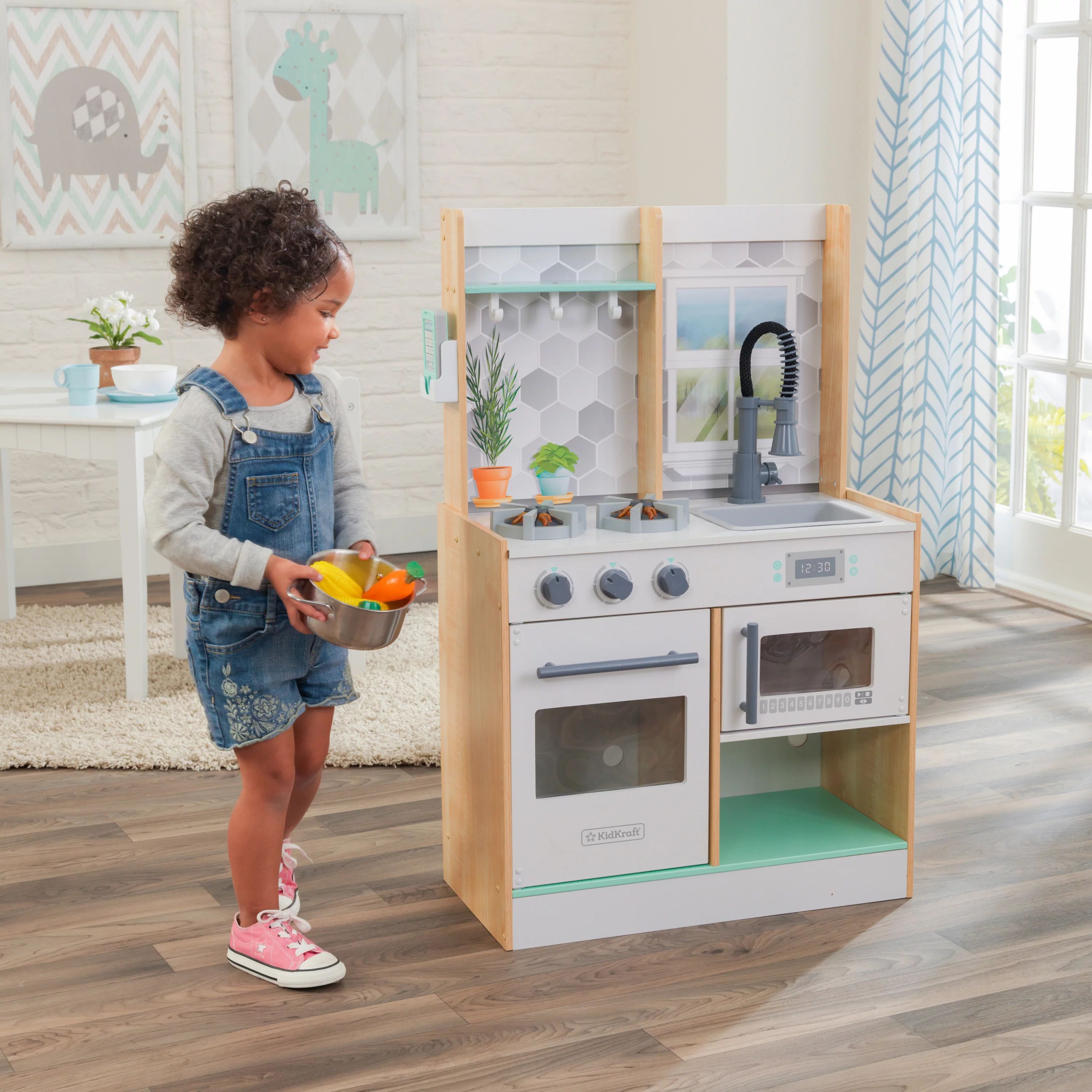 KidKraft Let's Cook Wooden Play Kitchen - Natural | Walmart (US)