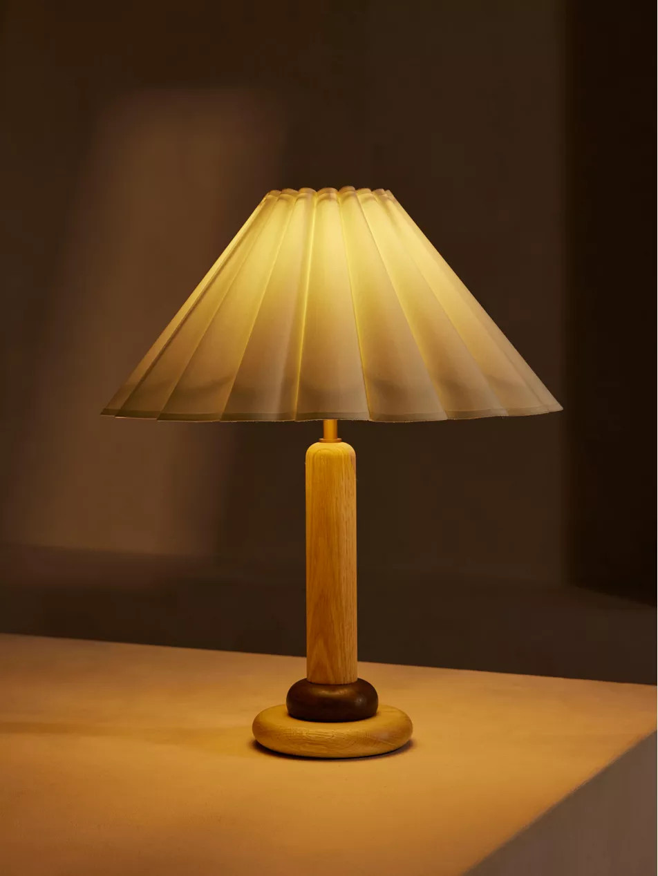 Ferguson linen and oak table lamp 44cm | Selfridges