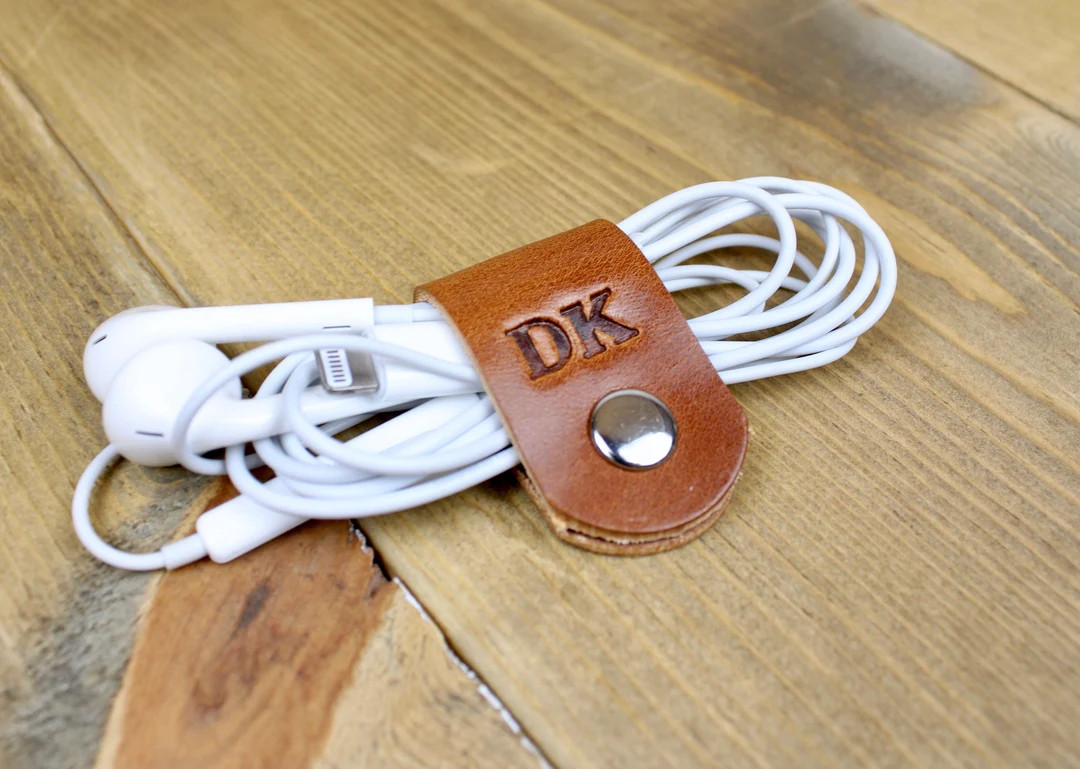 Personalized Leather Cord Keeper: Handmade Headphone Organizer - Etsy | Etsy (US)