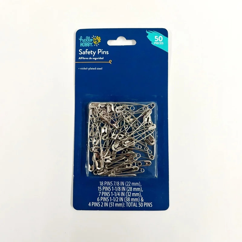 Hello Hobby Silver Safety Pins 50 Count with 5 Assorted Sizes, Nickel-Plated Steel | Walmart (US)