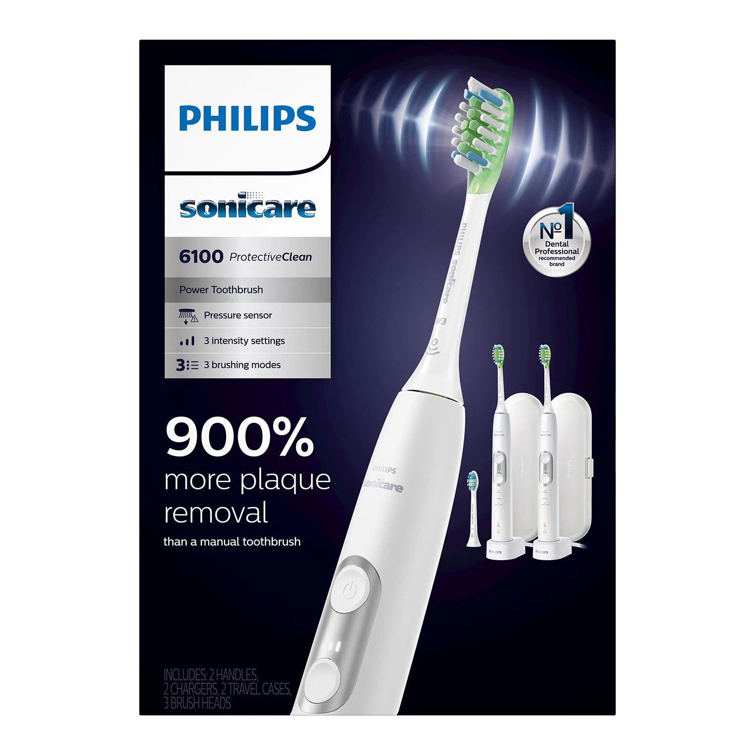Philips Sonicare ProtectiveClean 6100 Whitening Electric Rechargeable Toothbrush, White (2 pk.) | Sam's Club
