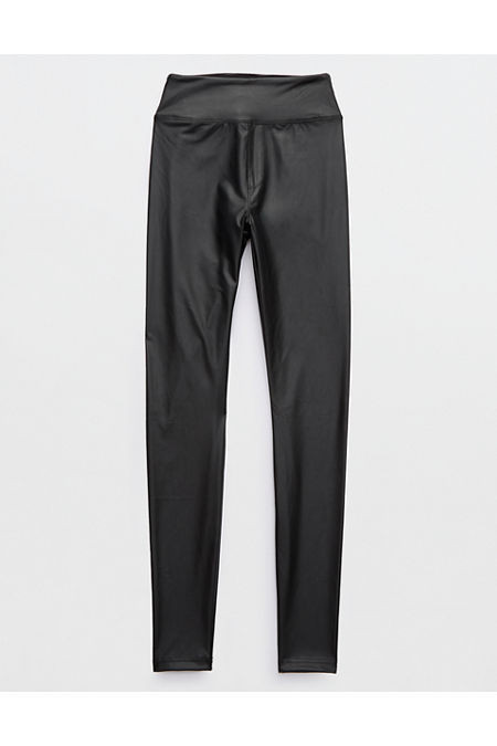 OFFLINE By Aerie Real Luxe Faux Leather Legging Women's True Black S | American Eagle Outfitters (US & CA)