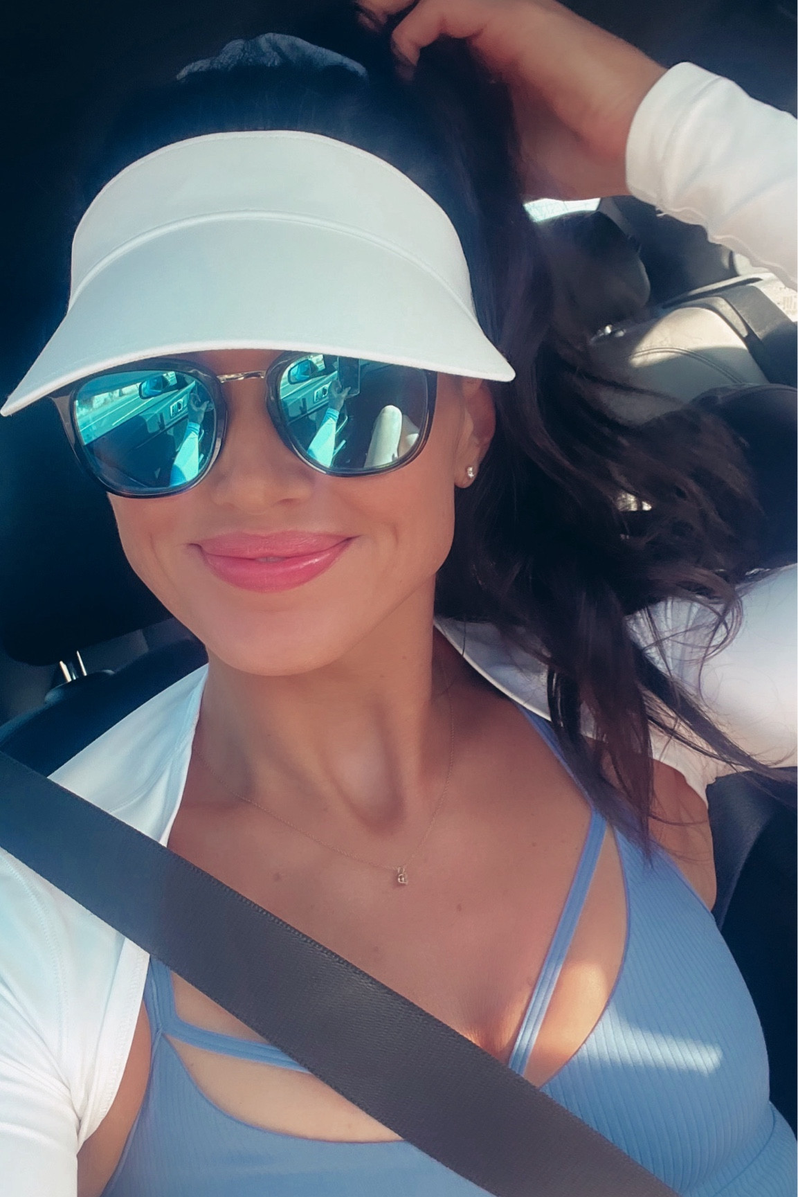 Passenger Princess on our way to a pickle tourney :) 

Fit - Lulu 
Glasses- revo 

#LTKFitness #LTKTravel #LTKActive