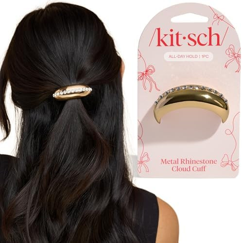 Kitsch Rhinestone Hair Cuff for Women - Gold Hair Accessories for Ponytails, Buns & Braids – St... | Amazon (US)