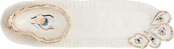 Mud Pie Oyster Tidbit And Tray Set; tray 4" x 14" | dip 2" x 5" | Amazon (US)