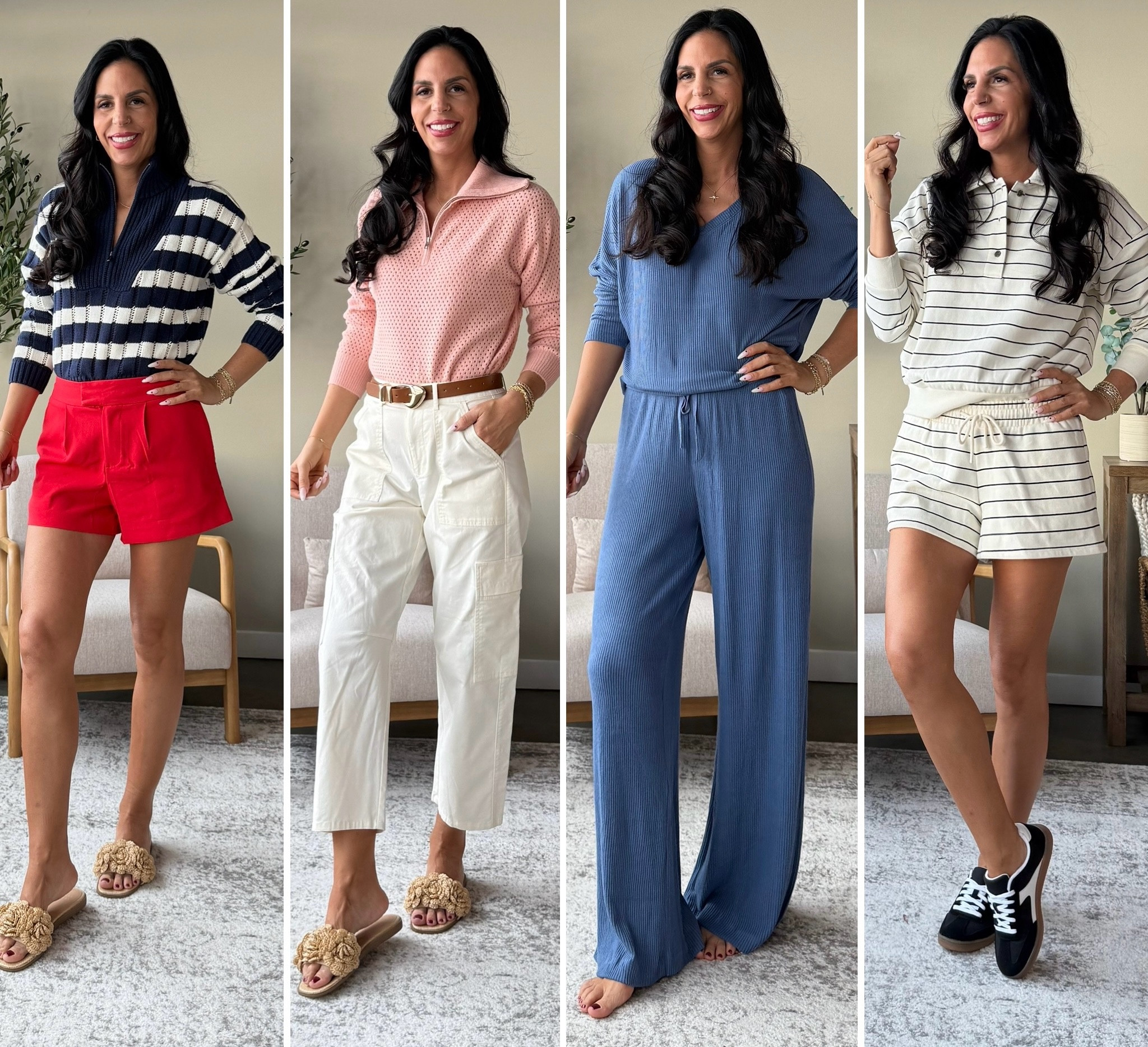 Target New arrivals and perfect Spring break looks and transitional pieces 
Shorts - size up to a 4 
Stripe sweater- small 
Pink sweater- small 
Pajamas- small 
Striped set- small shorts and medium top 
White pants are a small 

#LTKNYFW 

#LTKSeasonal #LTKFindsUnder50