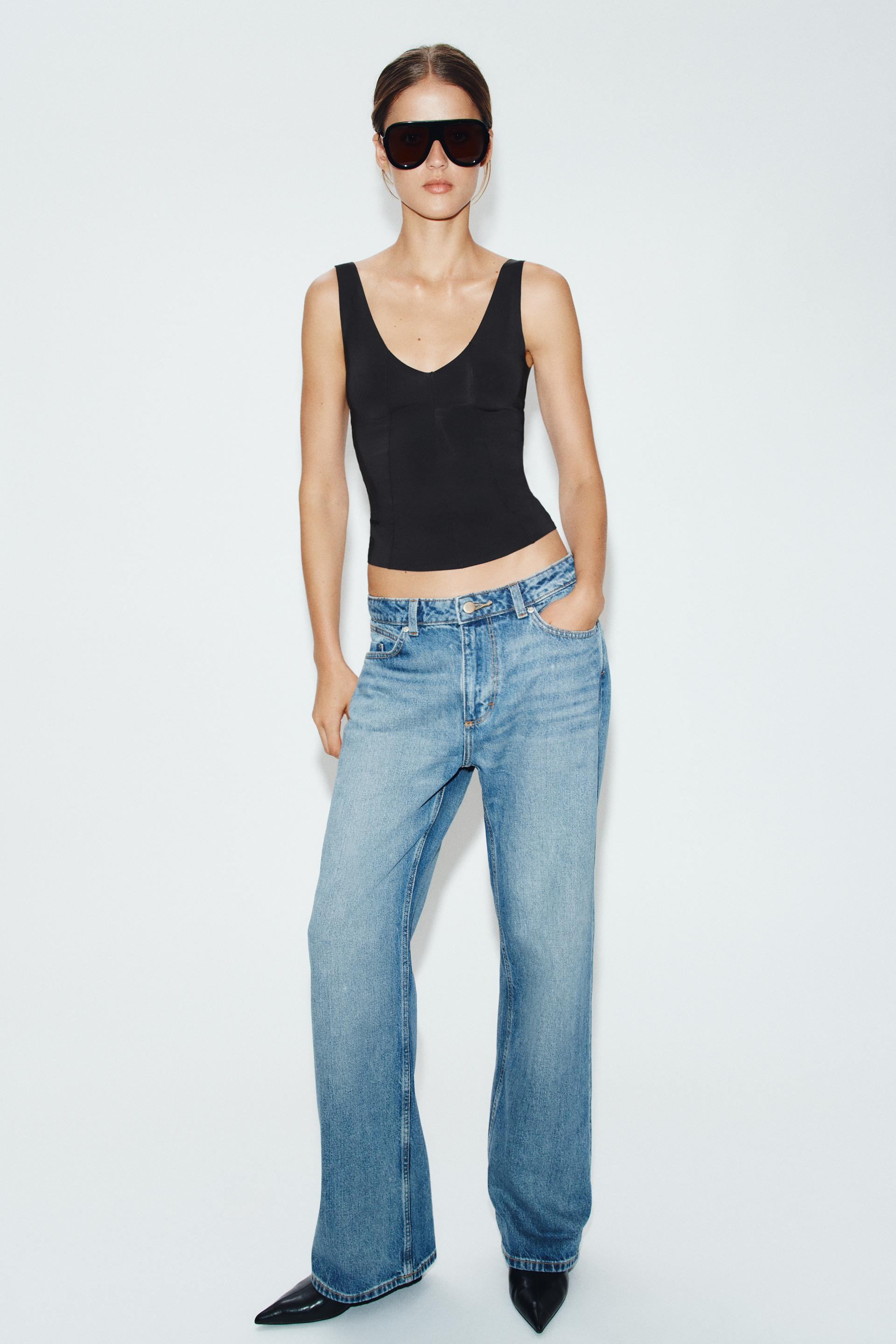 V-neck polyamide top | Zara UK