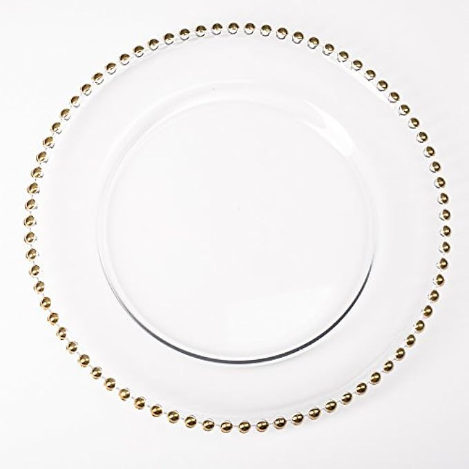 Richland 13" Gold Beaded Glass Charger Plate Set of 12 | Amazon (US)