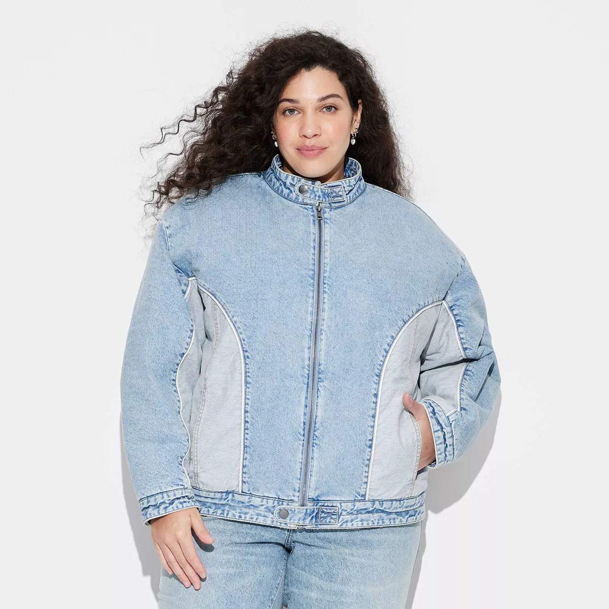 Women's Denim Bomber Jacket - Wild Fable™ Blue Denim | Target