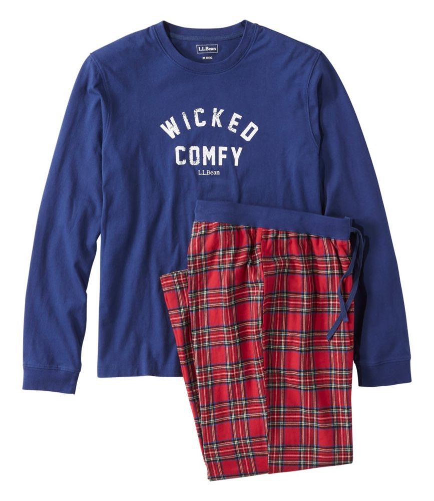 Men's L.L.Bean Camp PJ Set Deep Marine Blue Medium, Flannel/Cotton | L.L. Bean