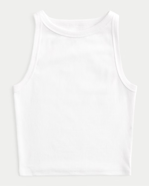 Women's Ribbed High-Neck Tank | Women's Tops | HollisterCo.com | Hollister (US)