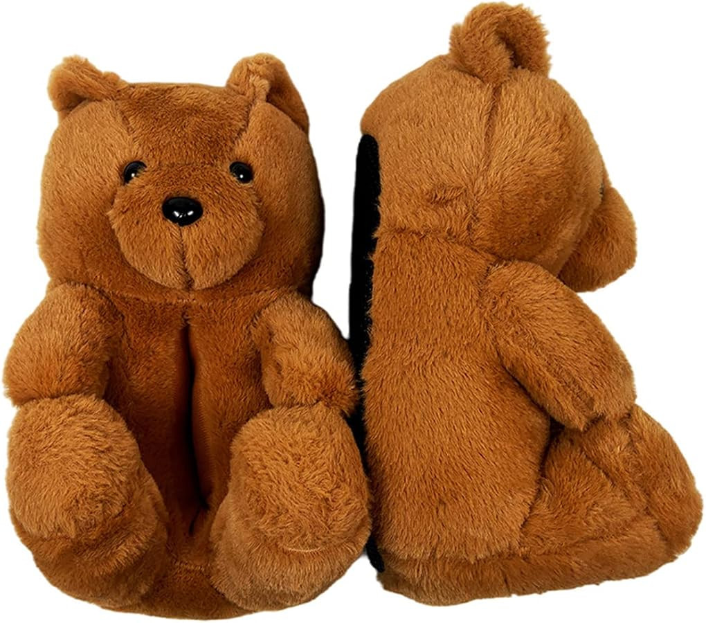 YUESAI Teddy Bears Slippers for Women Kids, Bear Shoes, Cute Animal Bear Slippers for Home | Amazon (US)
