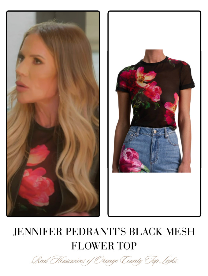 Jennifer Pedranti's Black Mesh Flower Top 

 