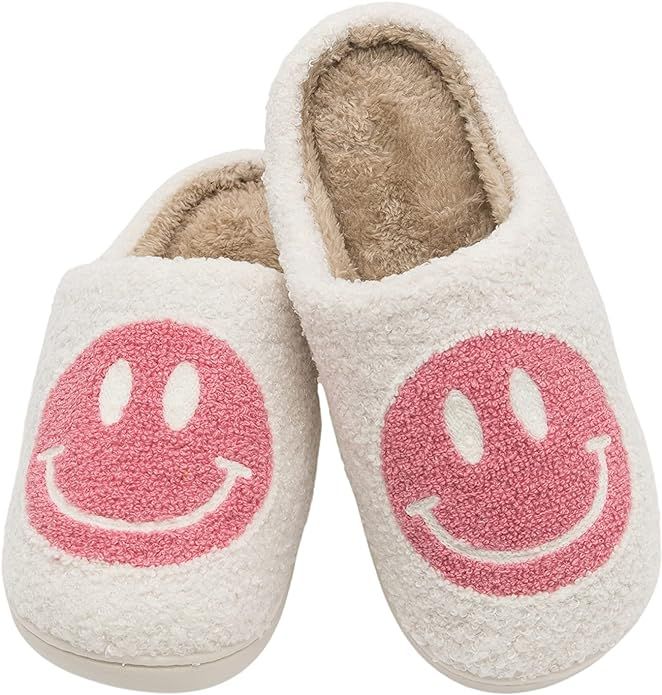 CHATTE Retro Smiley Face Comfort Indoor Outdoor Cozy Trendy Slip-On Slipper… (PINK-WHITE, MEDIU... | Amazon (US)