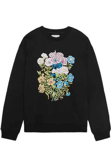 Floral embroidered cotton-jersey sweatshirt | NET-A-PORTER (UK & EU)